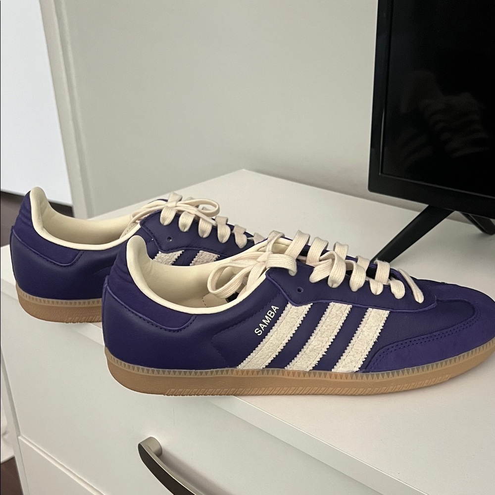 Women Adidas Samba Purple and Cream Sneakers